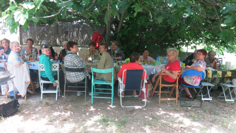 Convivialité : repas partagé - A l'ombre bleue du figuier de la villa Georgette