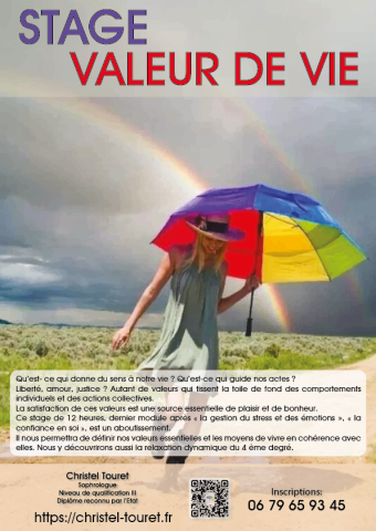 ATELIER  VIVRE EN ACCORD AVEC SES VALEURS DE VIE 1 ERE SEANCE 14 sept 21 10h45 à 12h15 MJC TEYRAN 