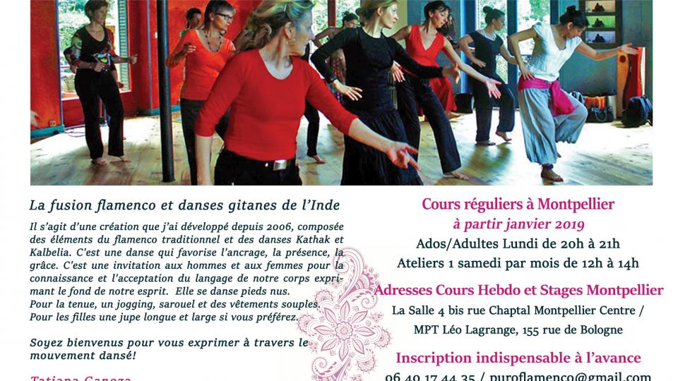 Cours de Danse Flamindi* ( flamenco pieds nus, *Marque deposée) à la MPT Mercouri